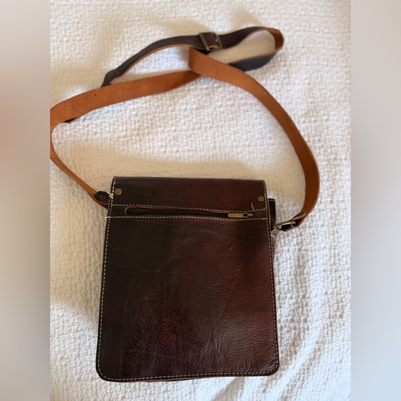 Dark Brown Leather Messenger Bag - Picture 3 of 4
